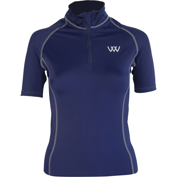 2022 Woof Wear Womens Short Sleeve Performance Riding Shirt & Close Contact Saddle Cloth Bundle - Navy